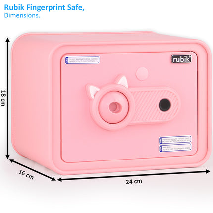 Children's Fingerprint Piggy Bank Safe Box with Deposit Slot, For Kids Girls Boys RB-ZW18F (Pink)