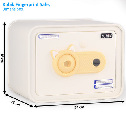 Children's Fingerprint Piggy Bank Safe Box with Deposit Slot, For Kids Girls Boys RB-ZW18F (Off-white)