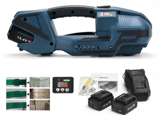 Handheld V2 Electric PET/PP Strapping Machine Dual Battery, 13-16mm 3200N Cordless Baler DW35V2